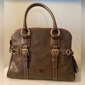 Dooney & Bourke Florentine Leather Domed Buckle Satchel (Brown)